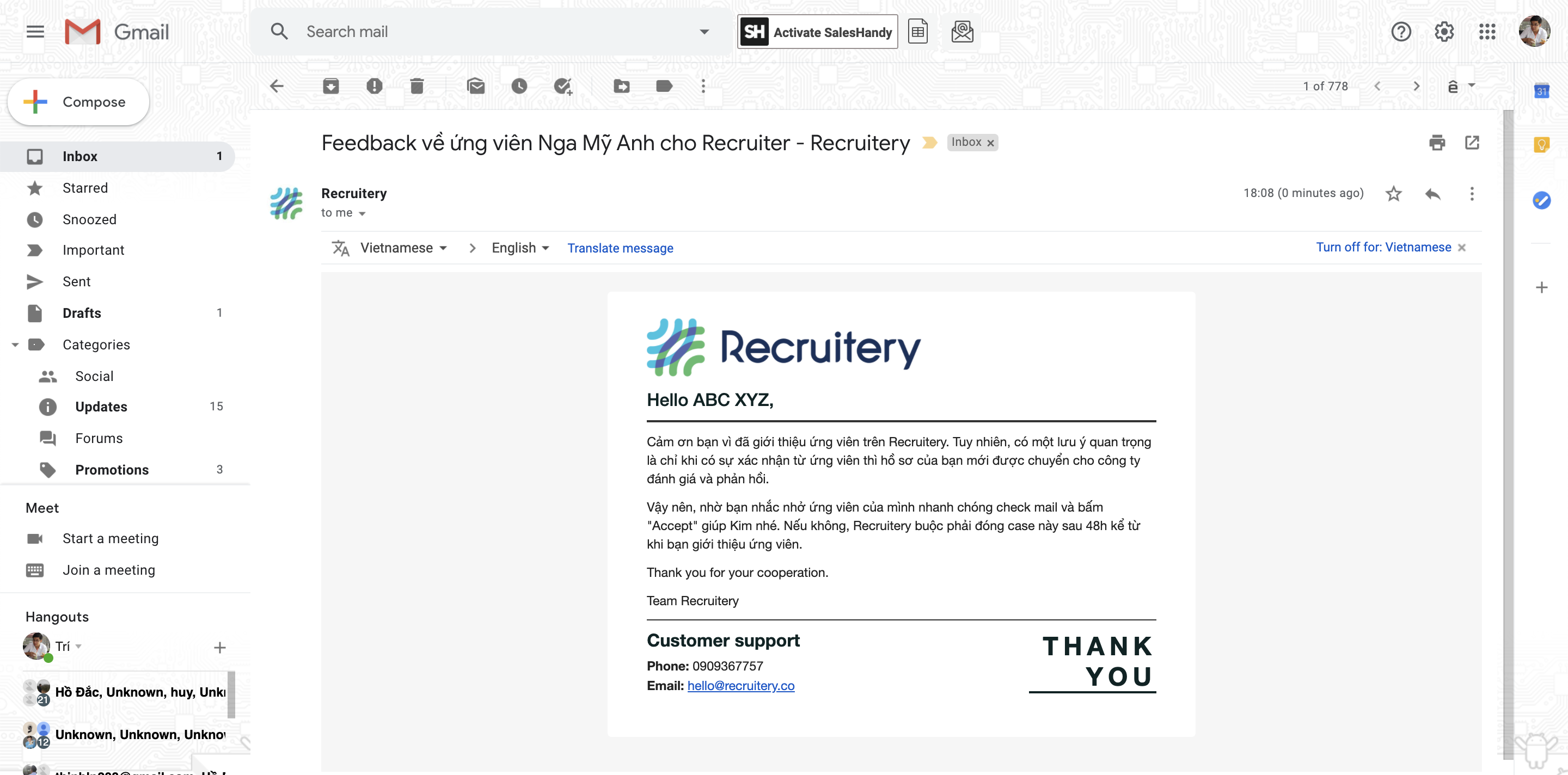 Email hunter - Recruitery